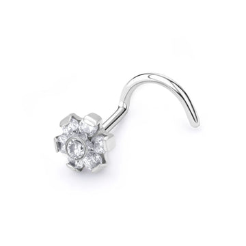 Clear corkscrew nose stud 20G diamond corkscrew nose stud 6.5mm corkscrew stud nose ring titanium Ashley Piercing Jewelry