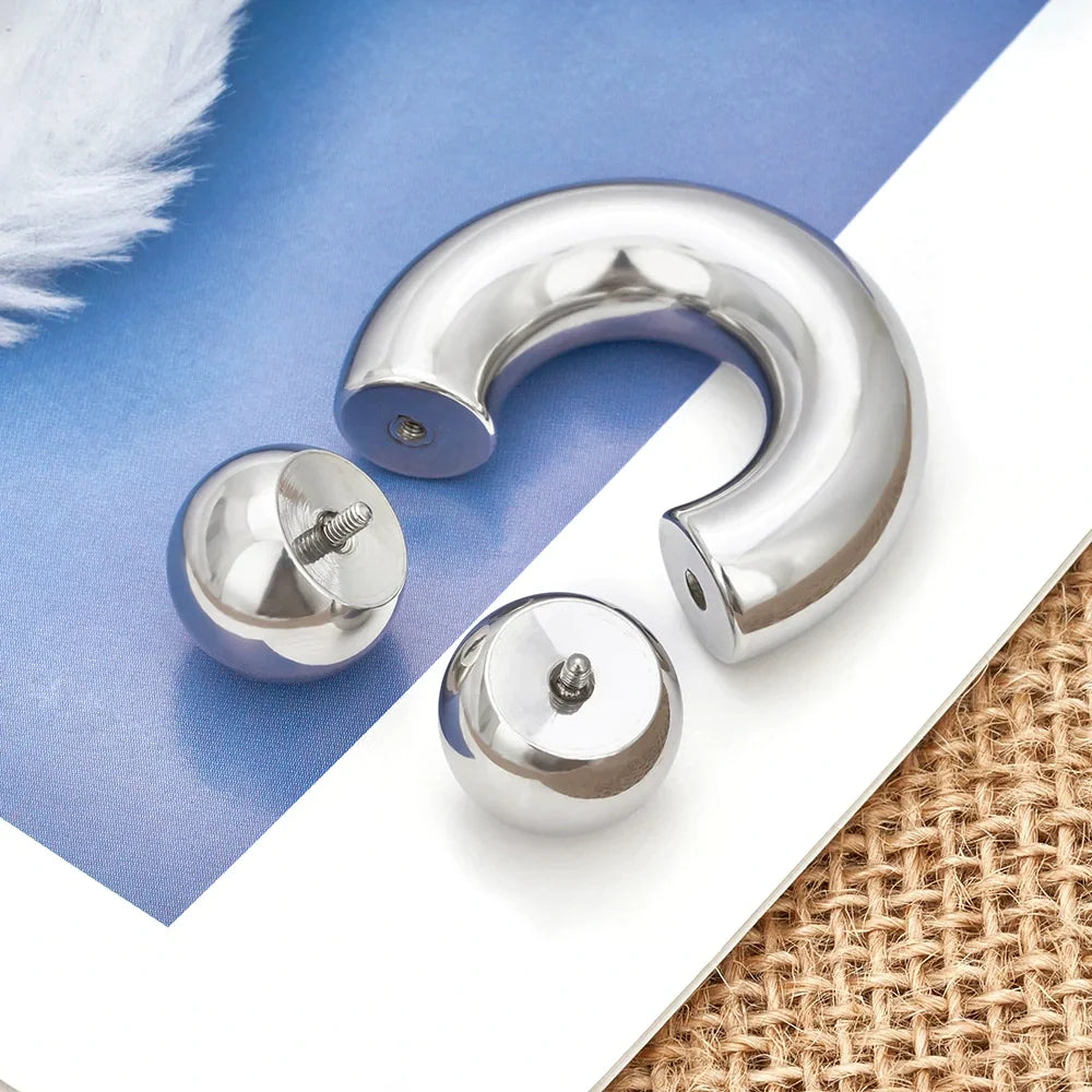 Treuheld Hufeisen Piercing – 1,0 Mm, Silber, Chirurgenstahl, Mit Kugeln, 8 Größen