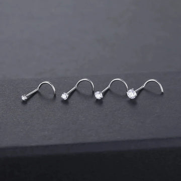 Diamond nose stud screw gold and silver titanium nose ring 20G 18G