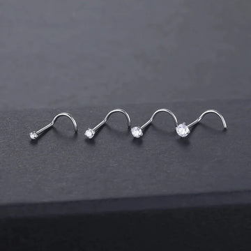 Stud Per Piercing Naso 18G - 8 Pezzi Acciaio Inox Con CZ, Cuore, Argento E Oro - Foto 4
