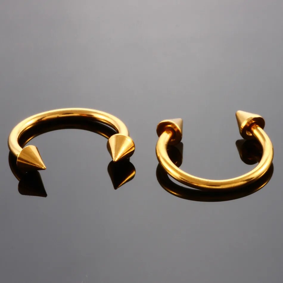 Half hoop nose ring with arrows F136 titanium 16 gauge