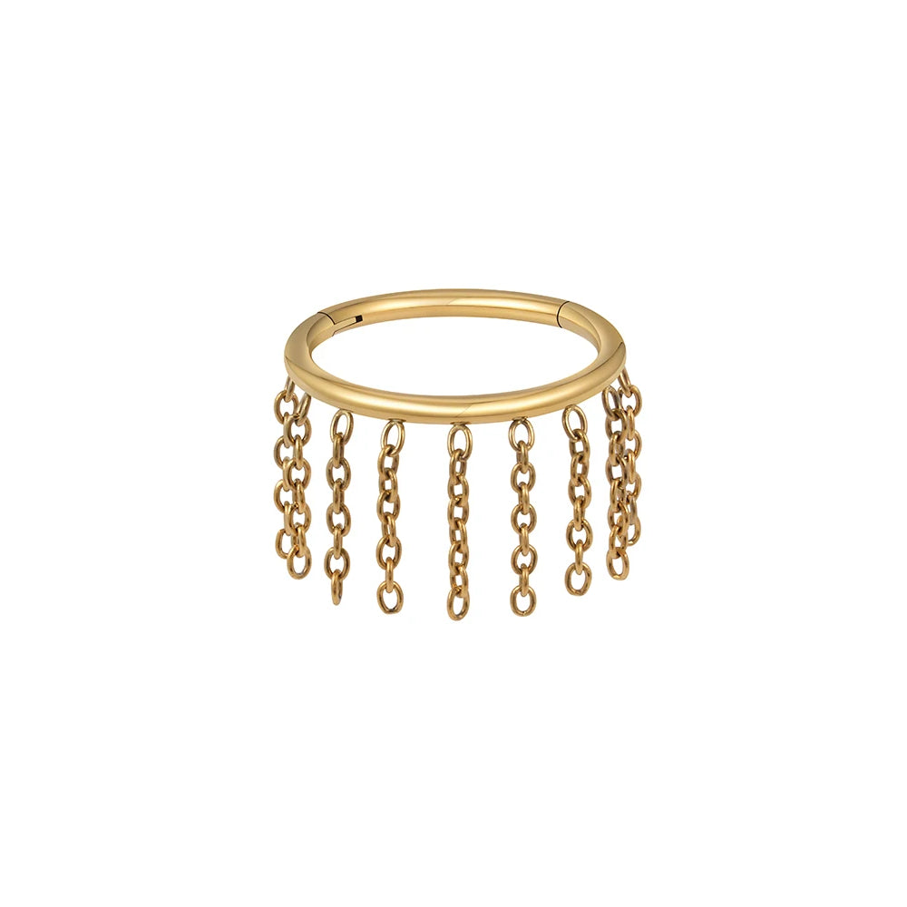 Chain Snugger Snug piercing hoop with chains 16G titanium gold silver hinged segment
