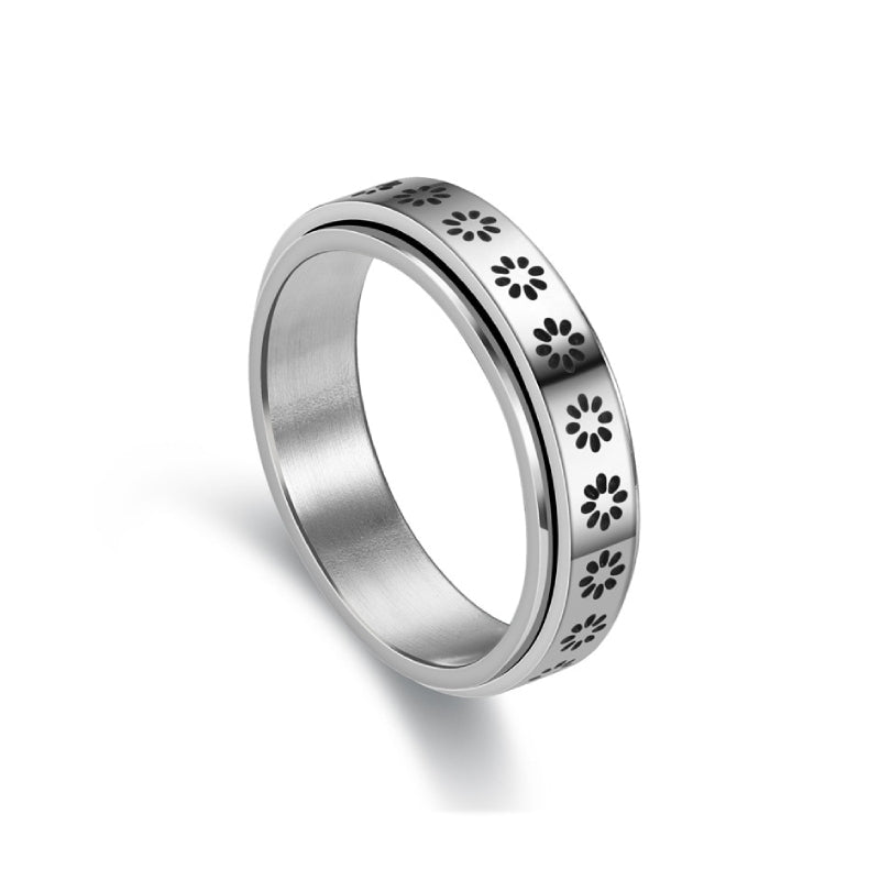 Sunflower anxiety ring stainless steel Rosery Peotry