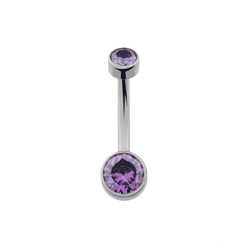 Titanium belly button ring with CZ 14G internally-threaded Ashley Piercing Jewelry