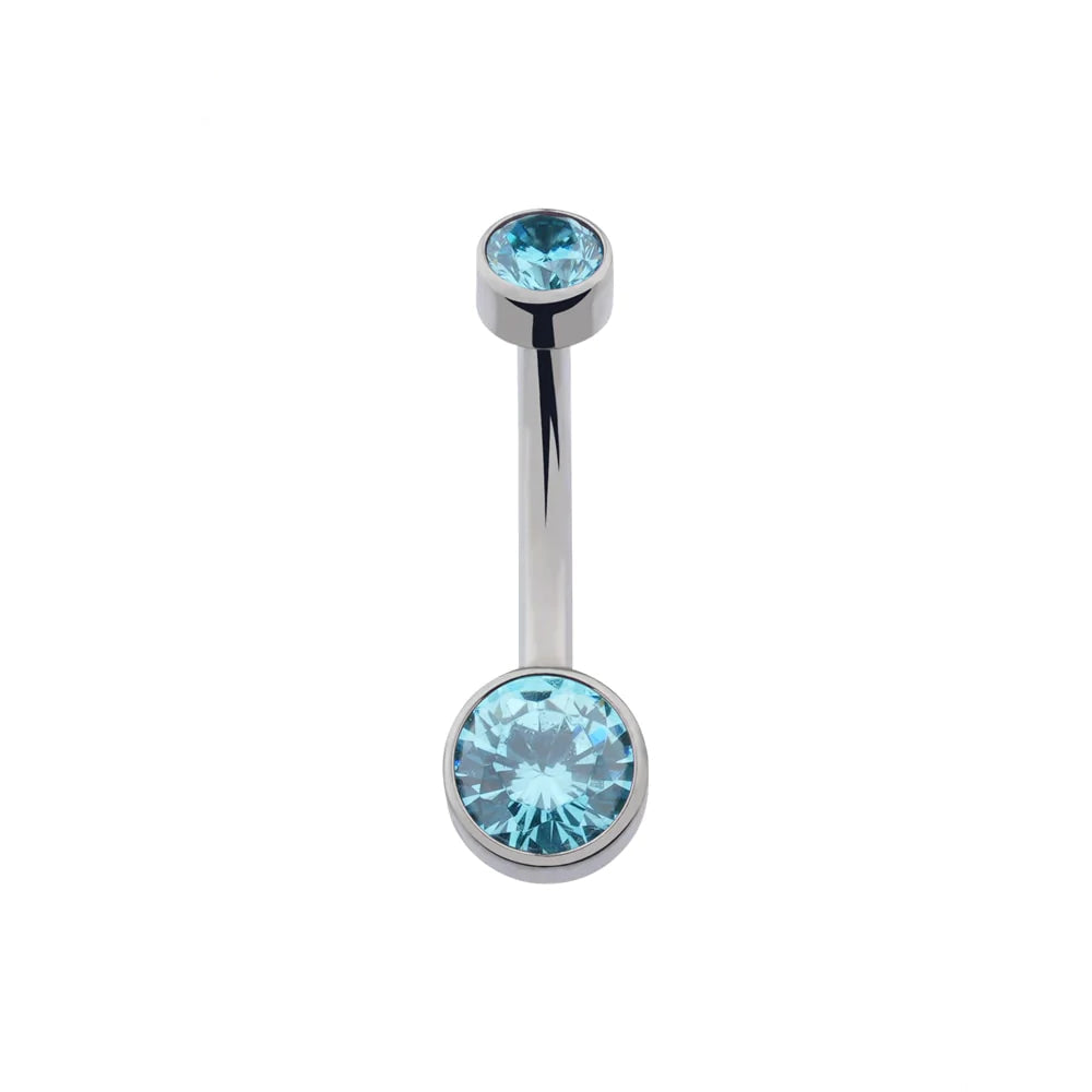 Titanium belly button ring with CZ 14G internally-threaded Ashley Piercing Jewelry
