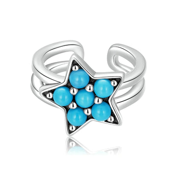 Turquoise ear cuff  with a star in sterling silver Rosery Poetry