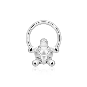 Anello al naso con tartaruga, anello setto con anello clicker incernierato in titanio, carino e unico