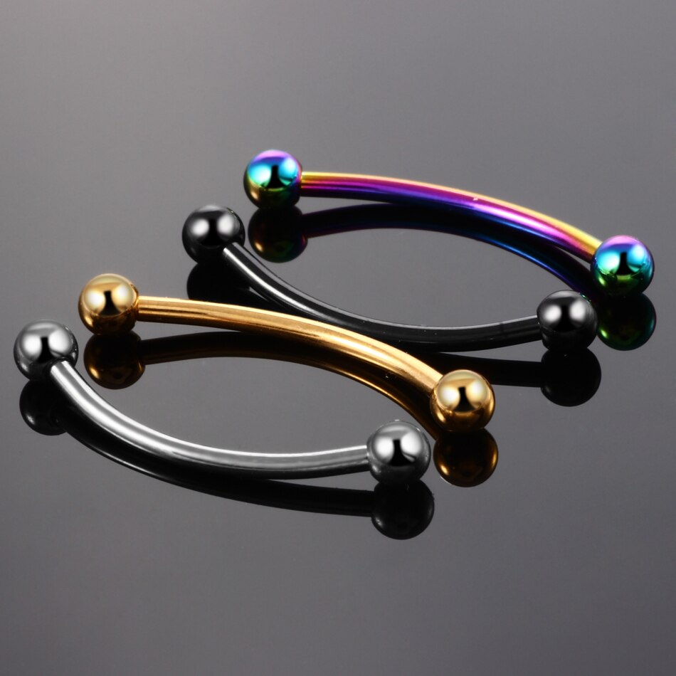 Snake Eyes Piercing Jewelry Curved Barbell 16G Implant Grade Titanium Silver / 16G/1.2mm x 14mm Snake Eyes Piercing Jewelry Curved Barbell 16G Implant Grade Titanium Silver / 16G/1.2mm x 14mm