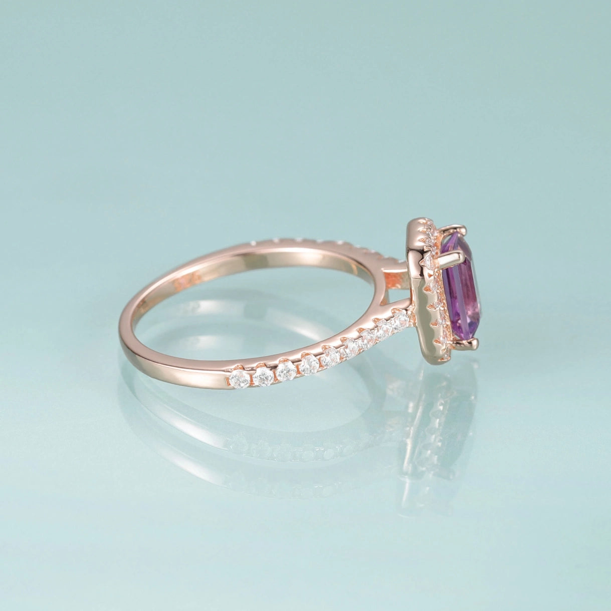 Amethyst engagement ring rose gold DejaChic