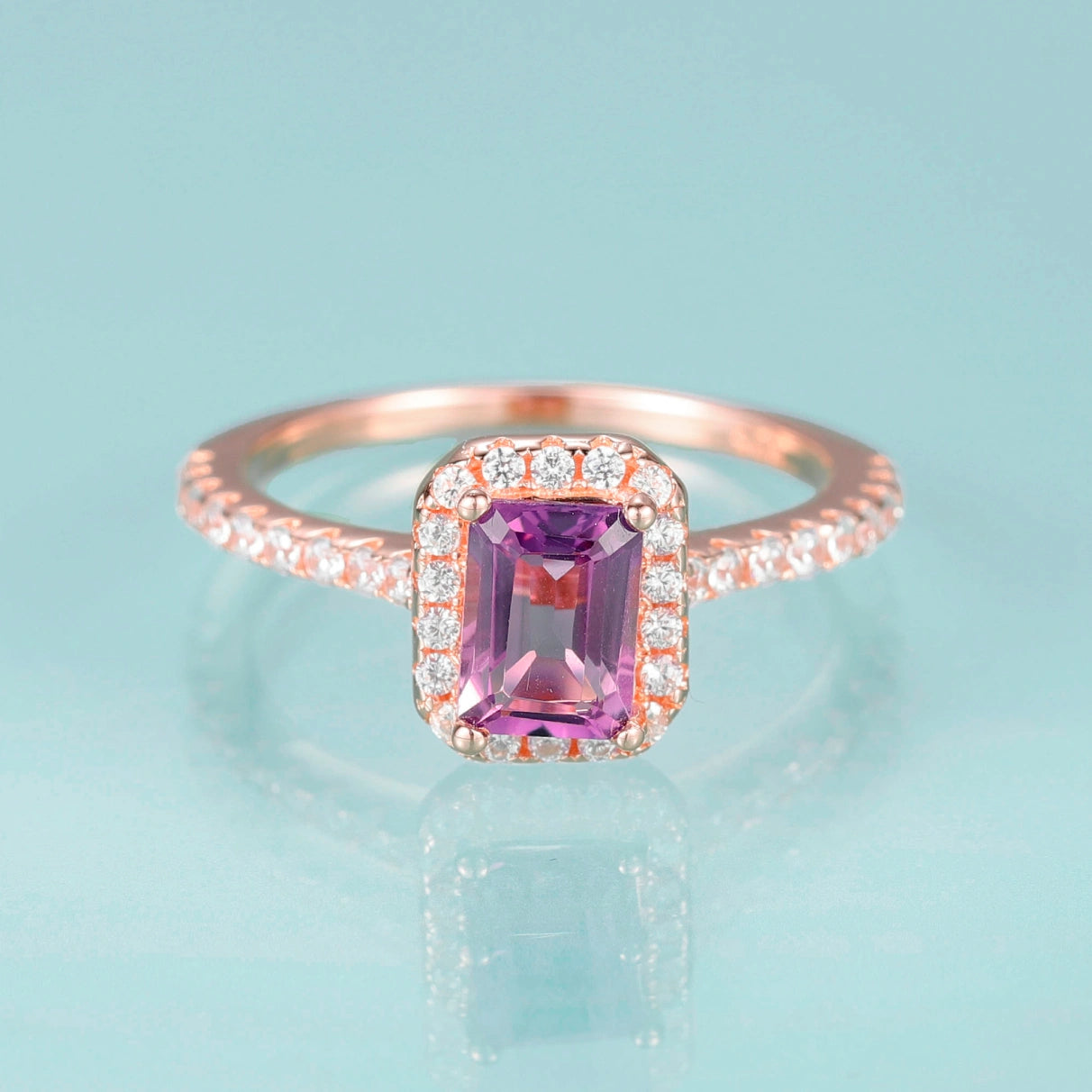 Amethyst engagement ring rose gold DejaChic