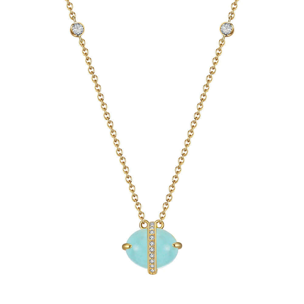 Aquamarine pendant necklace oval thejoue