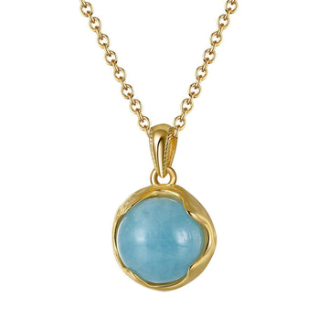 Aquamarine pendant necklace round thejoue