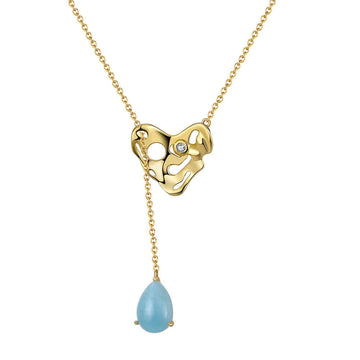 Aquamarine pendant necklace teardrop