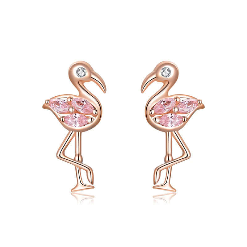 Rosegold flamingo earrings thejoue