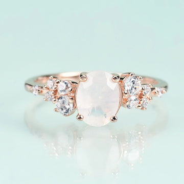 Natural moonstone ring rose gold Rosery Poetry