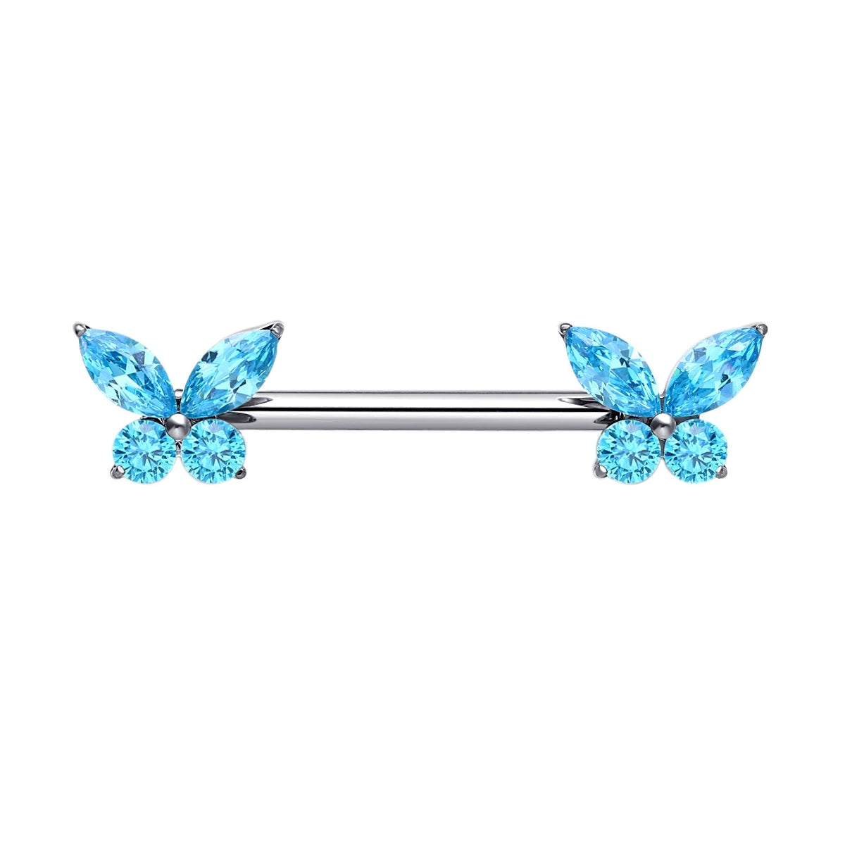 Butterfly nipple piercing threadless push pin titanium 2 pieces 14G 16mm Ashley Piercing Jewelry