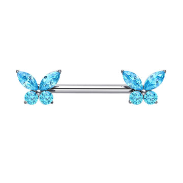 Butterfly nipple piercing threadless push pin titanium 2 pieces 14G 16mm Ashley Piercing Jewelry