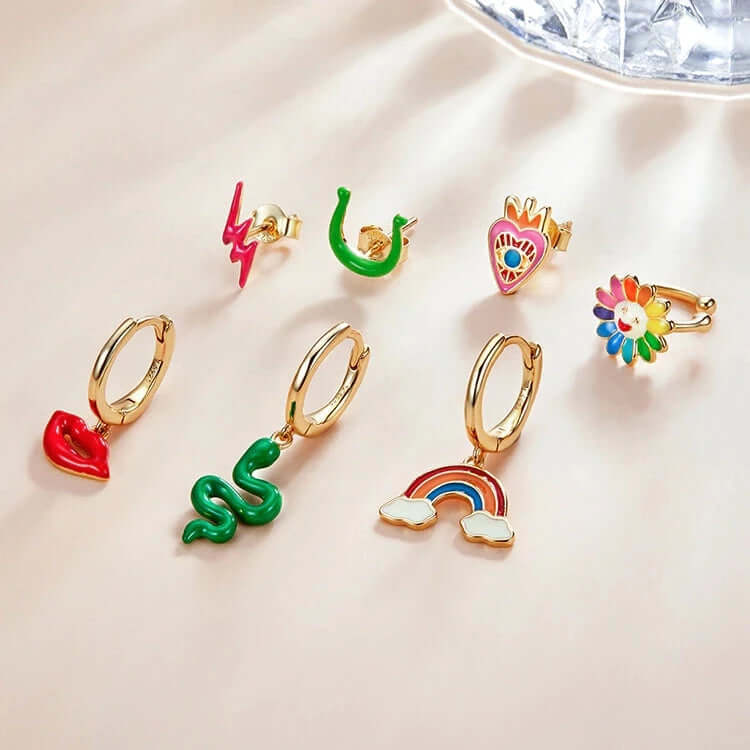 Colorful rainbow earring thejoue