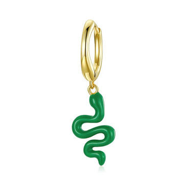 Pendiente serpiente verde oro