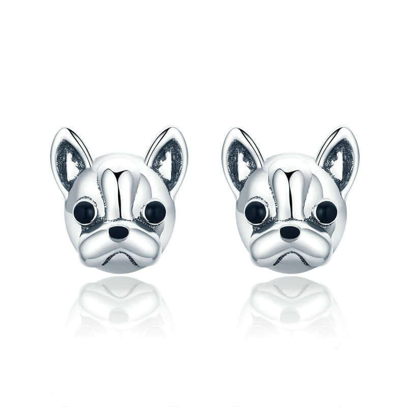 Silver dog earrings thejoue