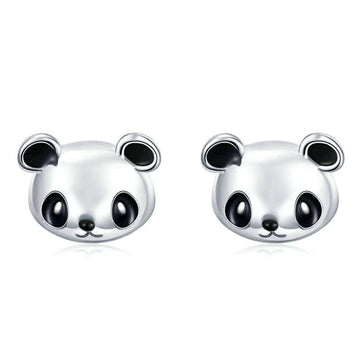 Silver panda earrings