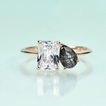 Toi et moi ring black rutilated quartz Rosery Poetry