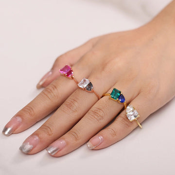 Toi et moi ring emerald and sapphire Rosery Poetry