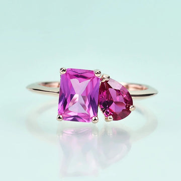 Toi et moi ring ruby and sapphire Rosery Poetry